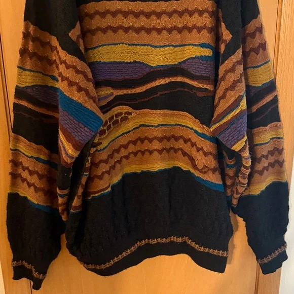 Saxony Collection Men's Vintage 3D Knit Leather Sweater Orange Brown Size 3XB